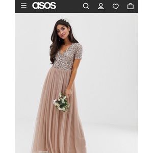 ASOS maya sequin blush/Taupe dress